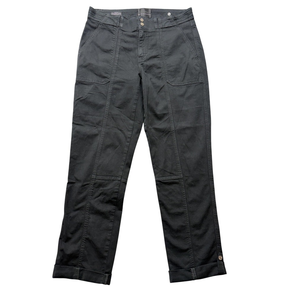 White House Black Market Mid Rise Straight Crop Pants Womens 4 Black Cuffed